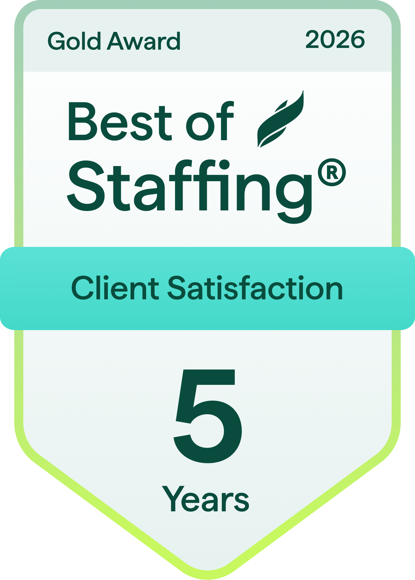 2026 Best of Staffing Client 5 Year Gold