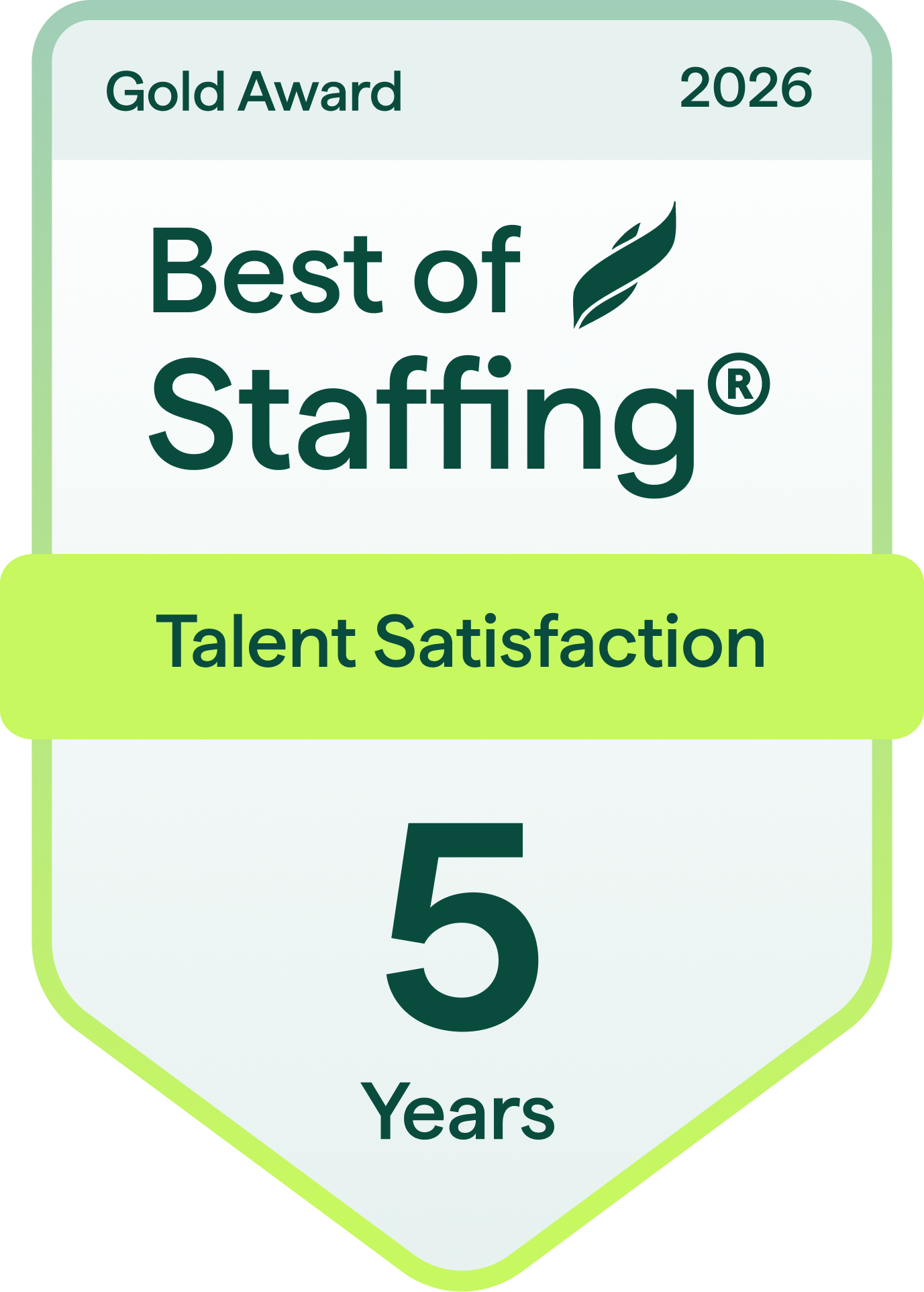 2026 Best of Staffing Talent 5 Year Gold